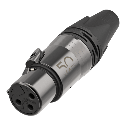 Afbeelding van XLR kabeldeel 3 pin bus donkergrijze behuizing goudcontacten 50year XX